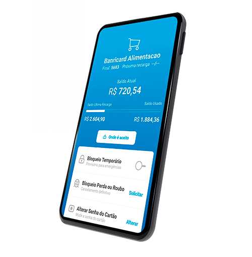 Ilustrao de um celular mostrando uma das telas do app BanriCard.